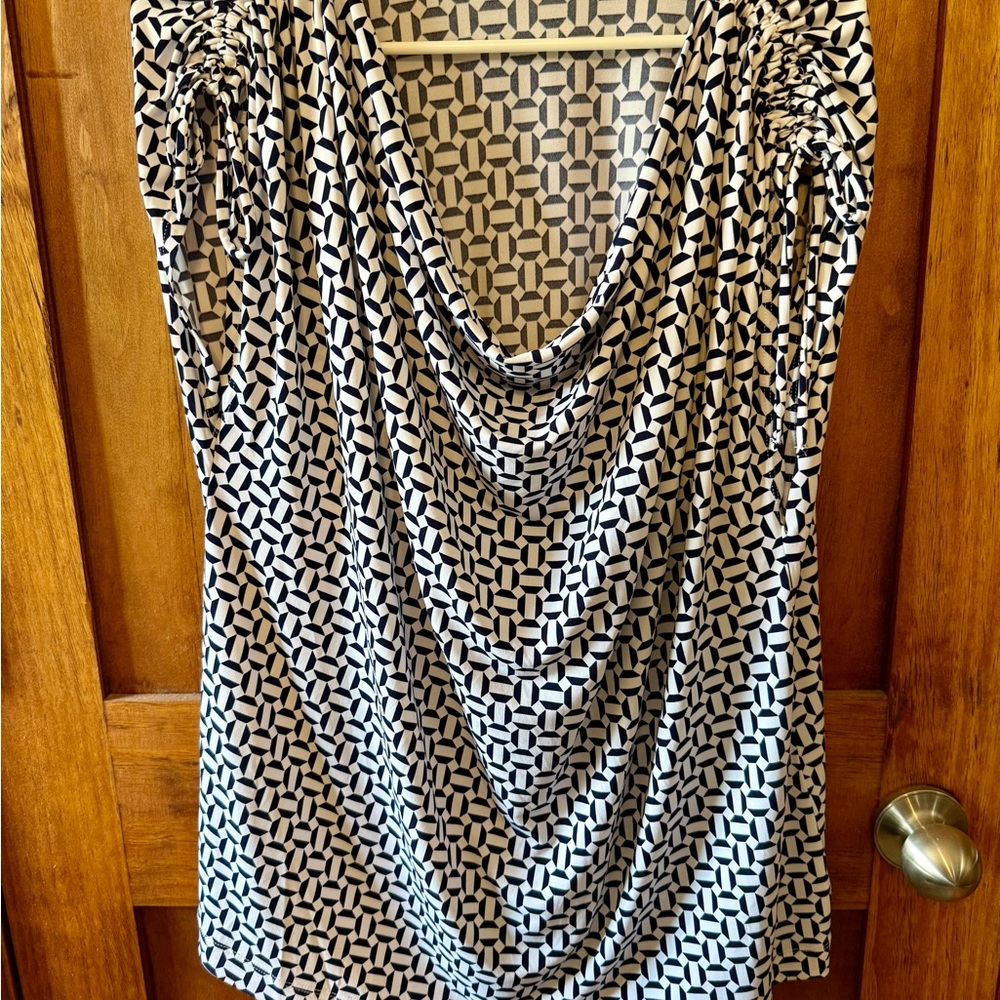Lane Bryant Blue and White Geometric Dress